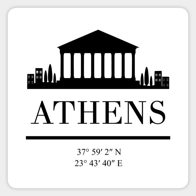 ATHENS GREECE BLACK SILHOUETTE SKYLINE ART Sticker by deificusArt